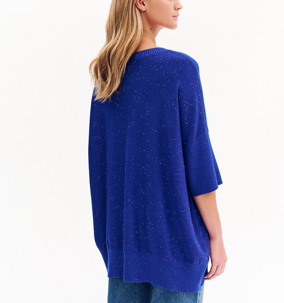 Πλεκτή μπλούζα με λεπτή παγιέτα