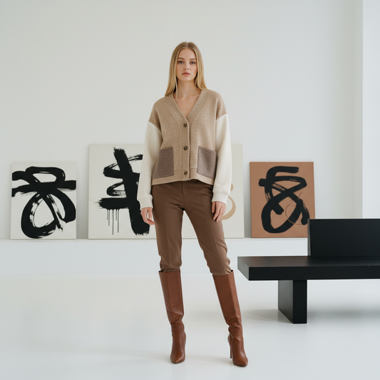 Ζακέτα τρίχρωμη με τσέπες