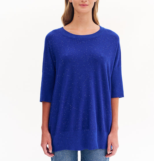 Πλεκτή μπλούζα με λεπτή παγιέτα